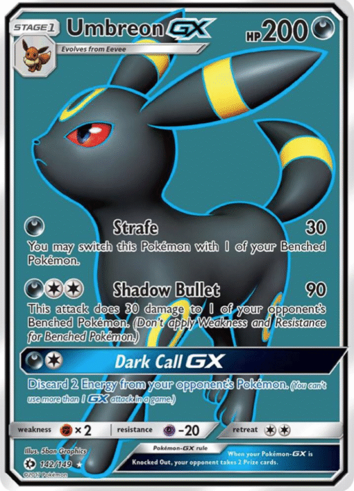 2017 Pokémon Sun And Moon Base Set Umbreon GX 142/149 (Full Art) Ultra Rare LP+ NM